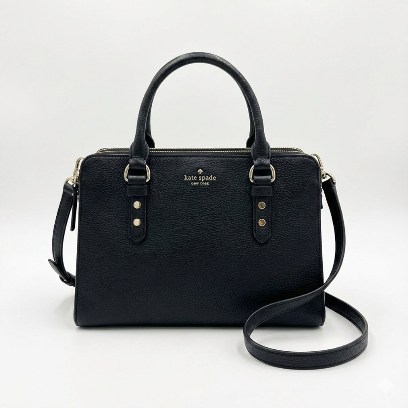 Kate Spade Ny Lise Mulberry Street Satchel Black Pebbled Leather Crossbody Bag